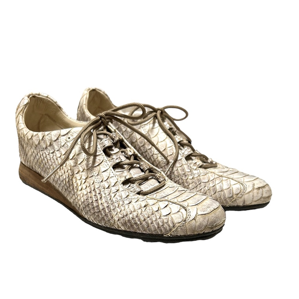 Stuart Weitzman Shoes Lace up Sneakers/ in Textured Snakeskin Size 7 super slim